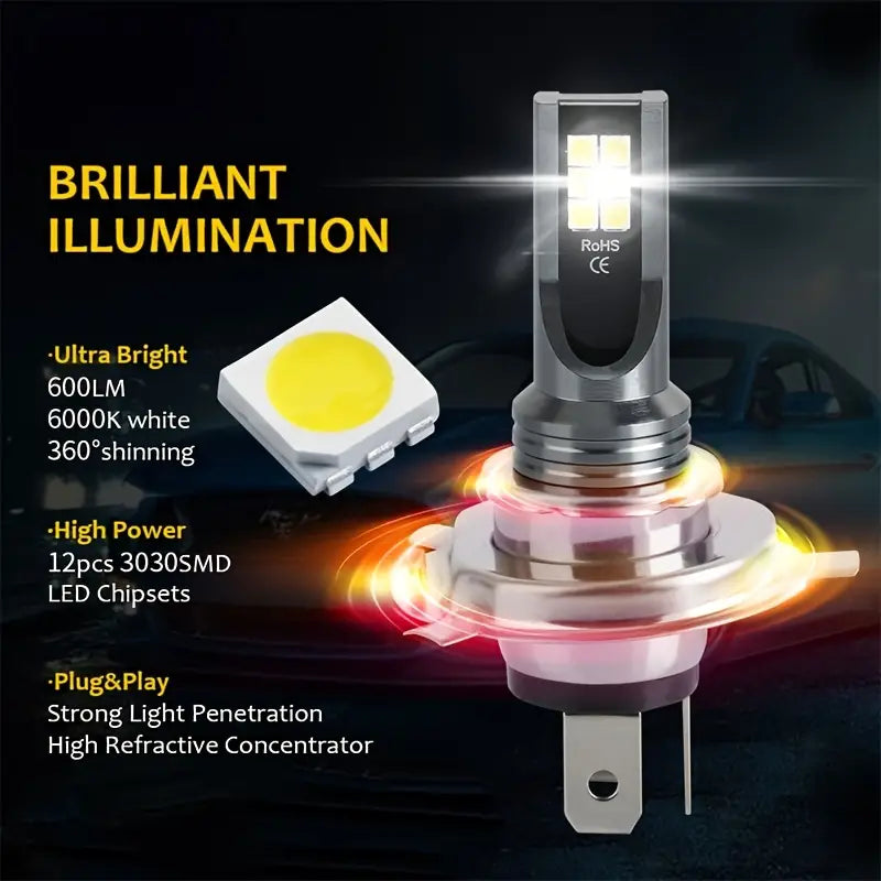 MK7 TRANSIT 2006 - 2014 LED CONVERSION KIT H4 + SIDELIGHTS ICE WHITE