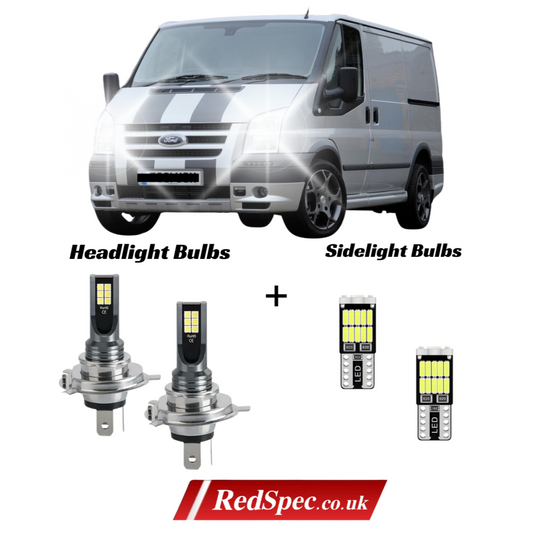 MK7 TRANSIT 2006 - 2014 LED CONVERSION KIT H4 + SIDELIGHTS ICE WHITE