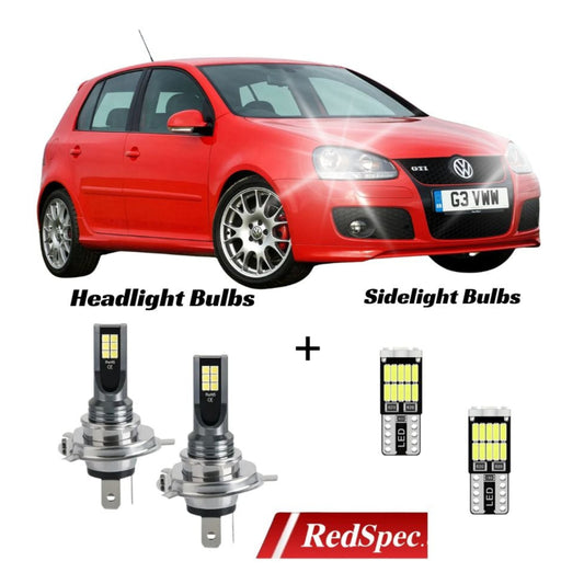 VW VOLKSWAGEN GOLF MK5 2004-2008 LED HEADLIGHT CONVERSION H7 + SIDELIGHT ICE WHITE