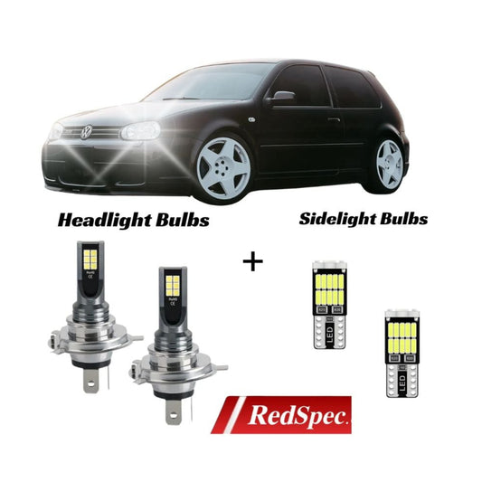 VW VOLKSWAGEN GOLF MK4 1997-2003 LED HEADLIGHT CONVERSION H7 + SIDELIGHT ICE WHITE