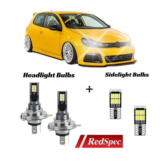 VW VOLKSWAGEN GOLF MK6 2009-2013 LED HEADLIGHT CONVERSION H7 + SIDELIGHT ICE WHITE