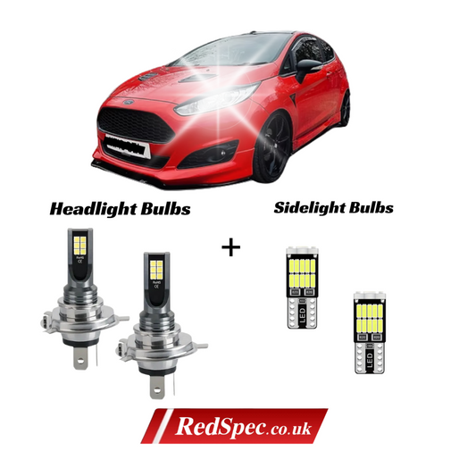 MK7 FIESTA 2008 - 2016 LED CONVERSION KIT H4 HEADLIGHTS + SIDELIGHTS ICE WHITE