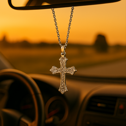 ICED CROSS MIRROR PENDANT/NECKLACE