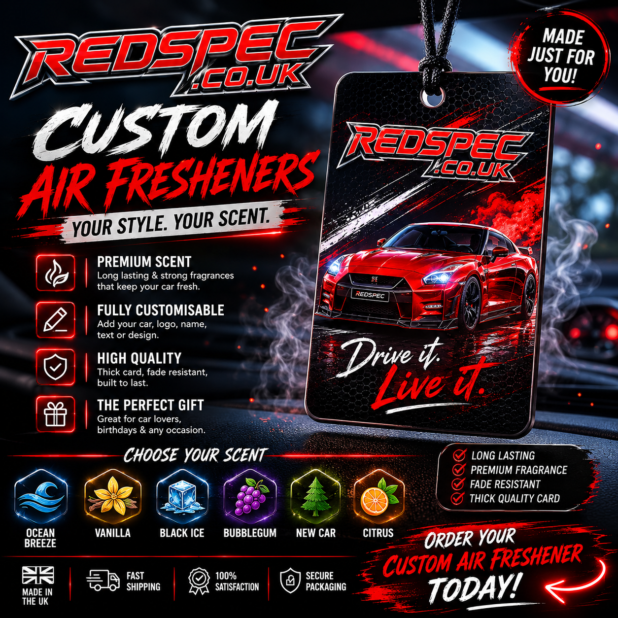 Custom Car Air Freshener – Personalised Photo Freshener | RedSpec