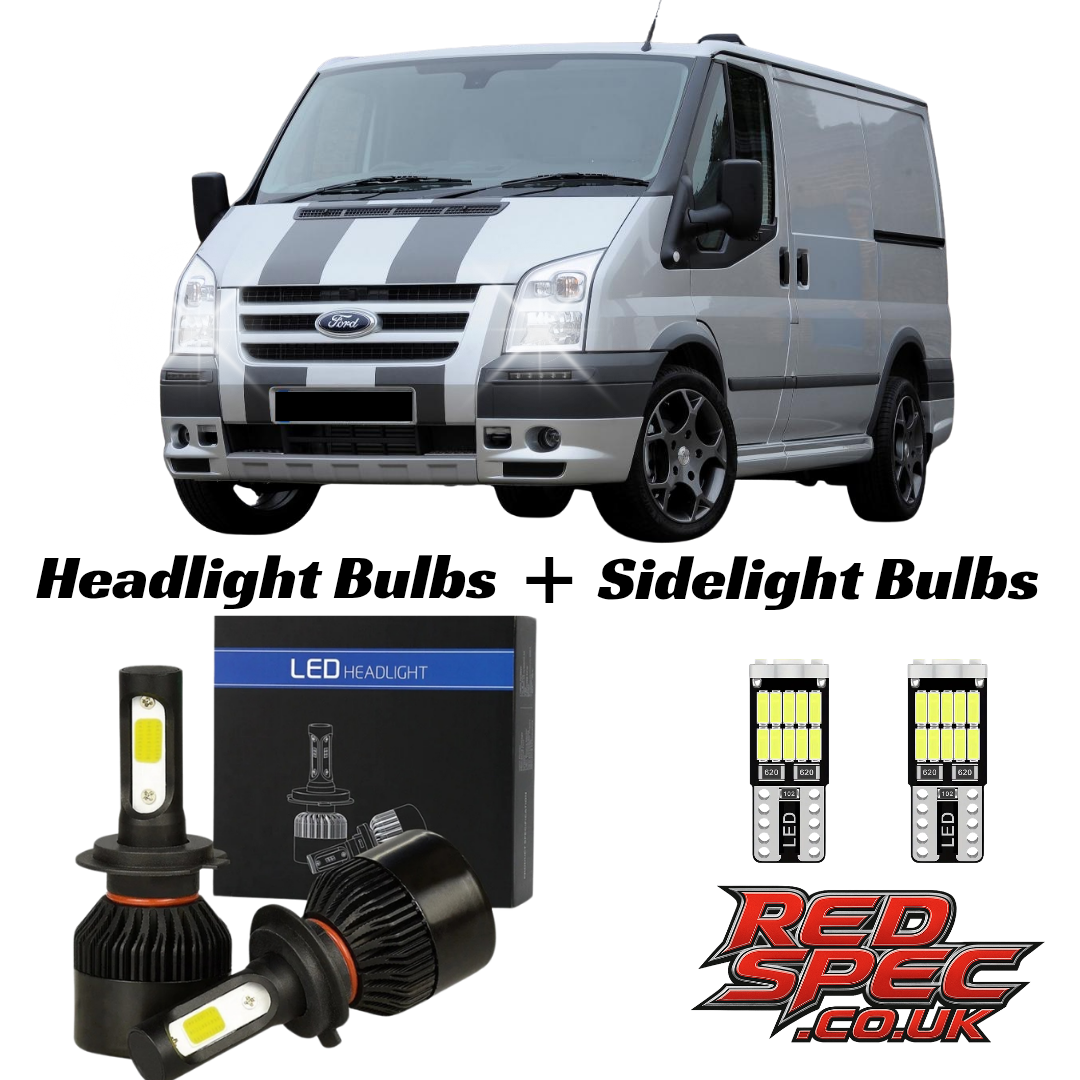 MK7 TRANSIT 2006 - 2014 LED CONVERSION KIT H4 + SIDELIGHTS ICE WHITE 6000K