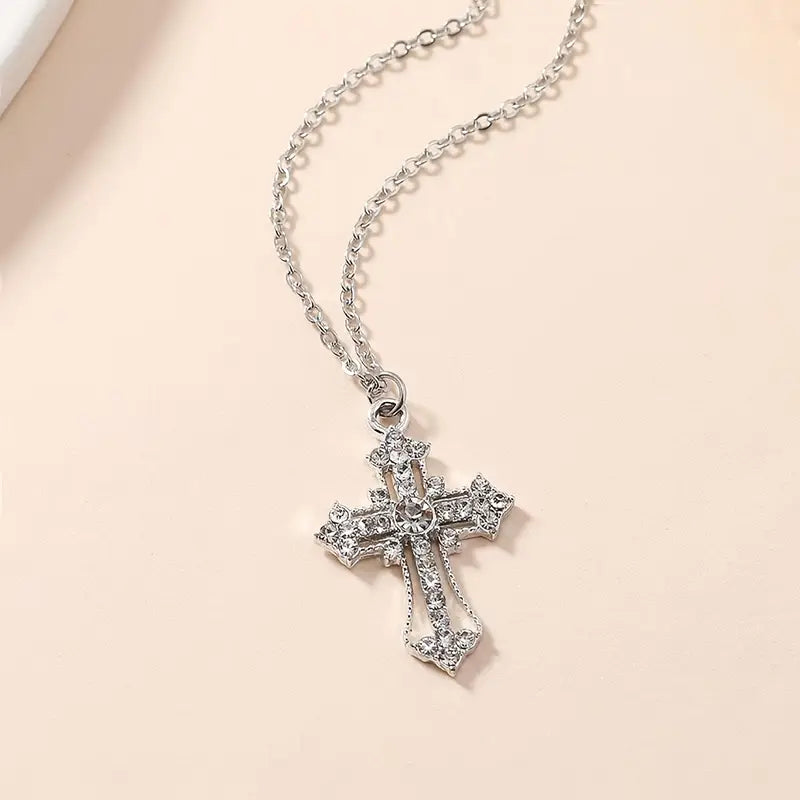ICED CROSS MIRROR PENDANT/NECKLACE