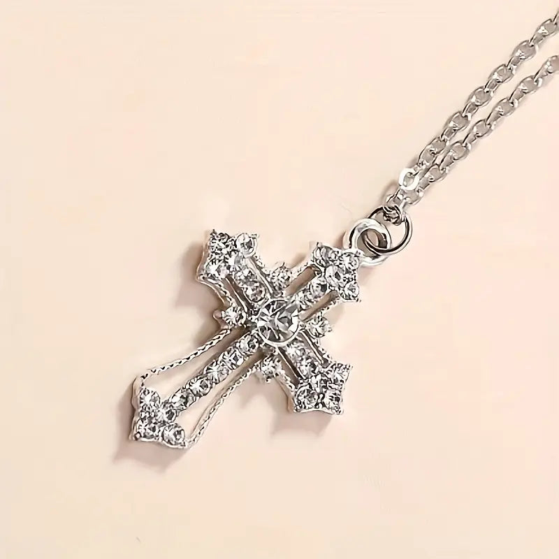 ICED CROSS MIRROR PENDANT/NECKLACE